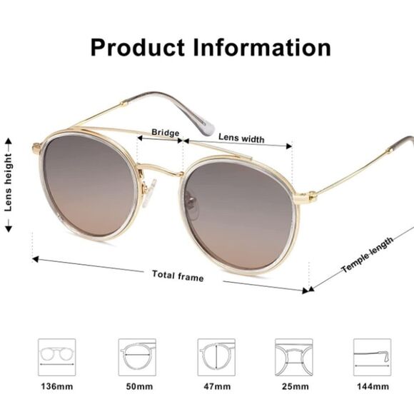 Round Retro Double Bridge Sunglasses